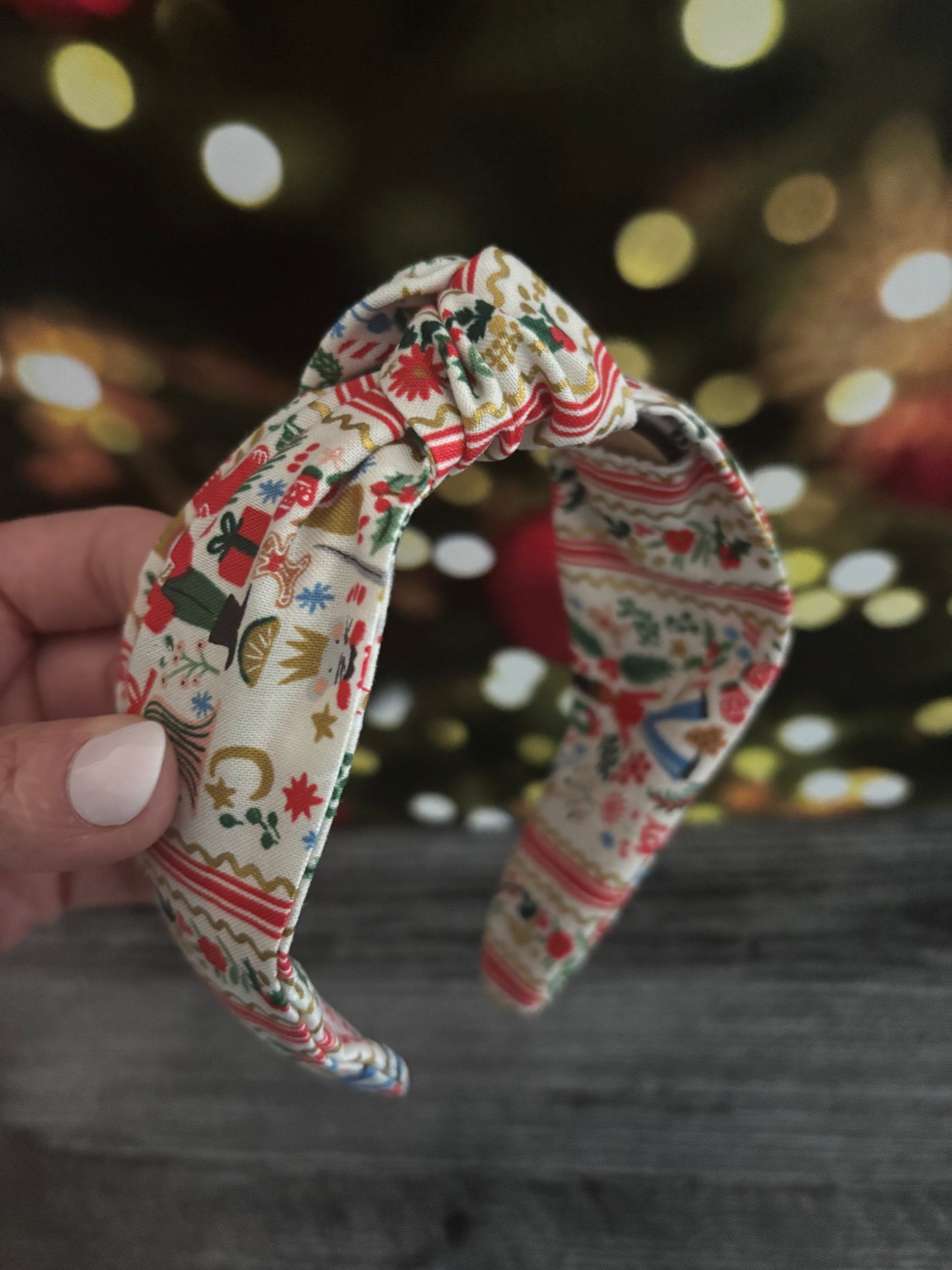 Holly Jolly Nutcracker Cream and Gold - Knotted Headband