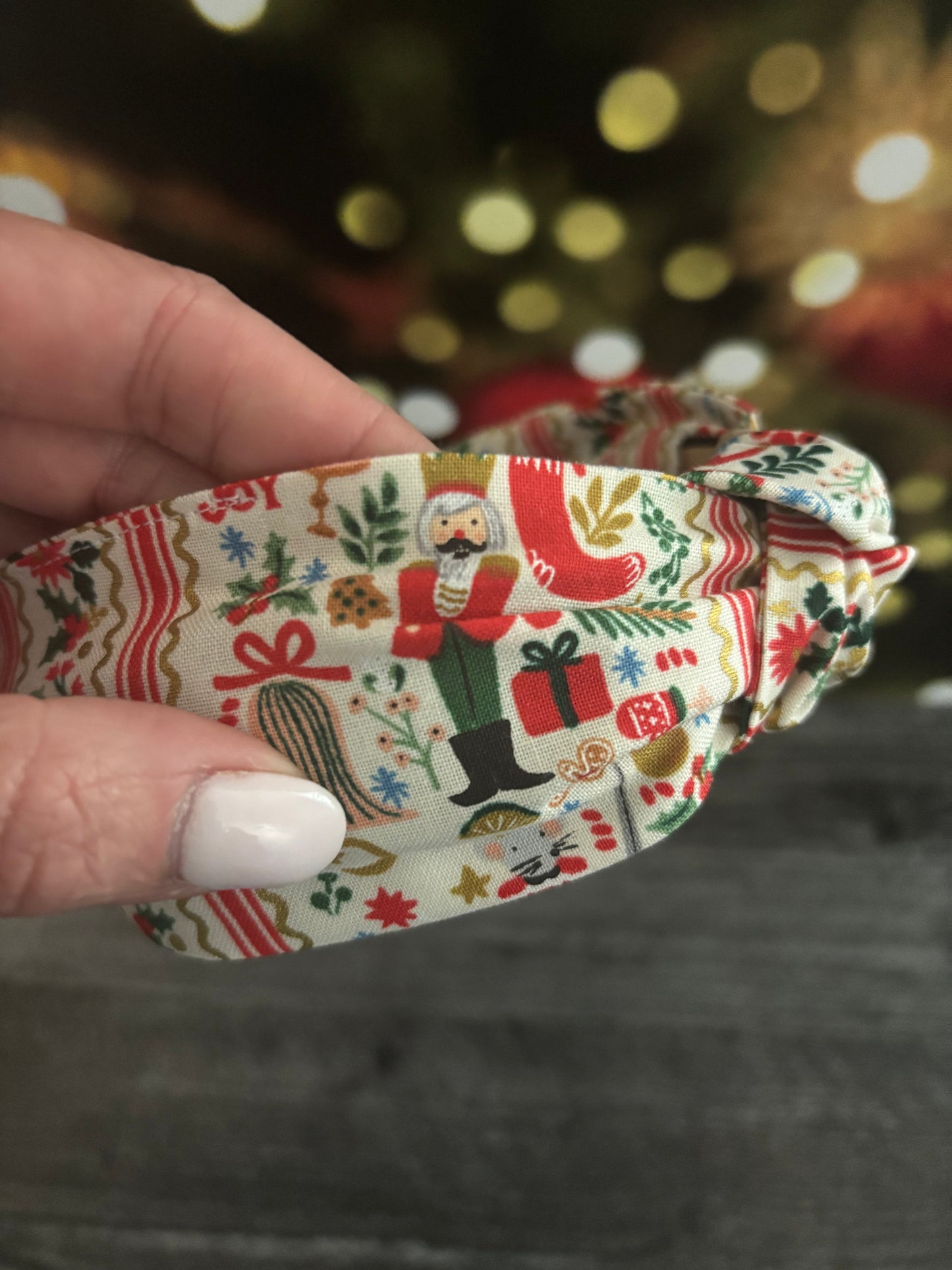 Holly Jolly Nutcracker Cream and Gold - Knotted Headband