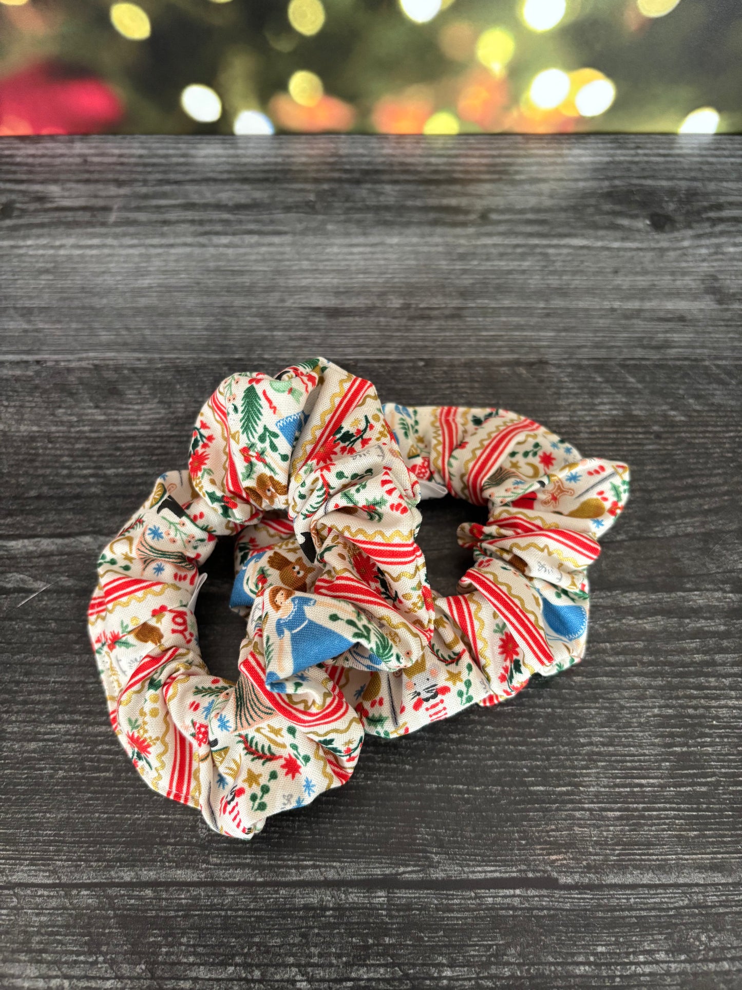 Holly Jolly Nutcracker Cream and Gold - Cotton Scrunchie