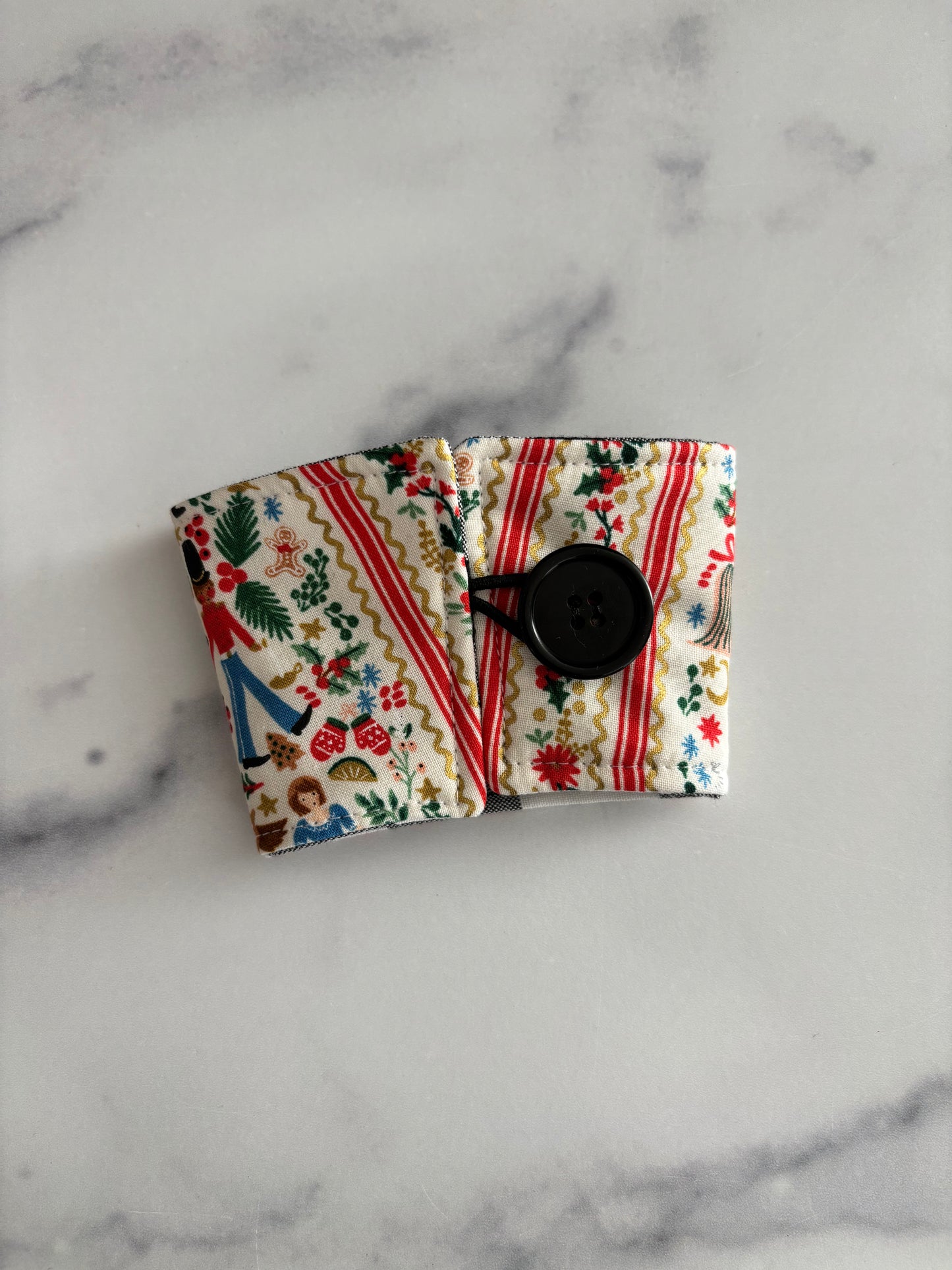 Holly Jolly Nutcracker Cream and Gold - Reusable Coffee Sleeve