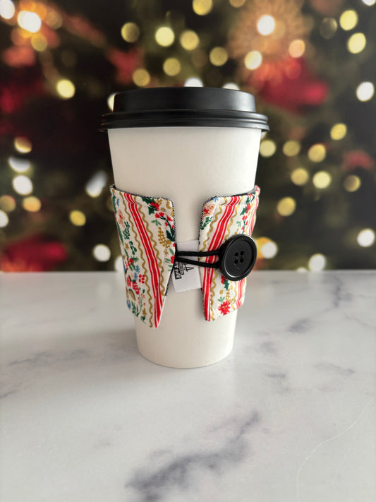 Holly Jolly Nutcracker Cream and Gold - Reusable Coffee Sleeve