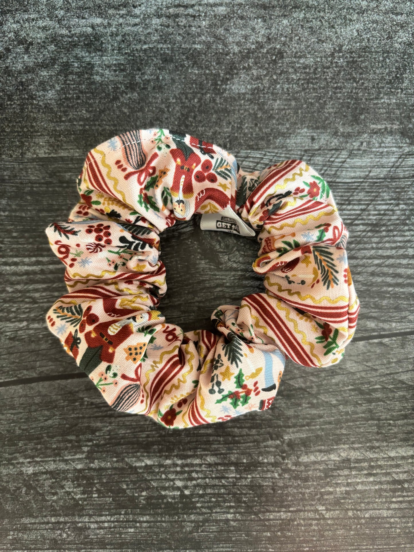 Holly Jolly Nutcracker Blush and Gold - Cotton Scrunchie