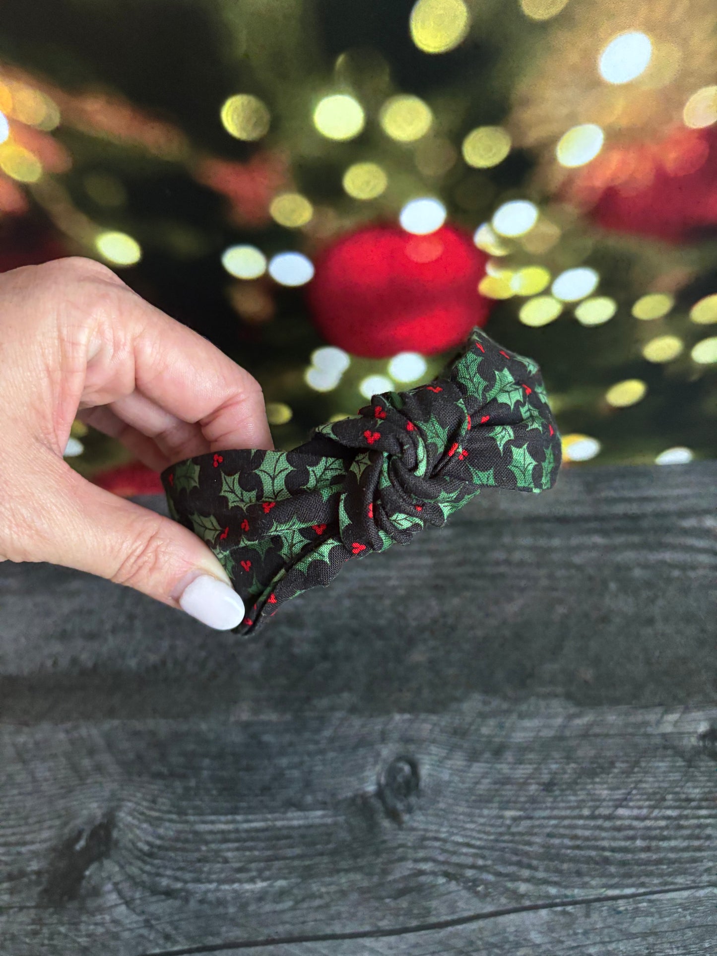 Holly on Black - Knotted Headband