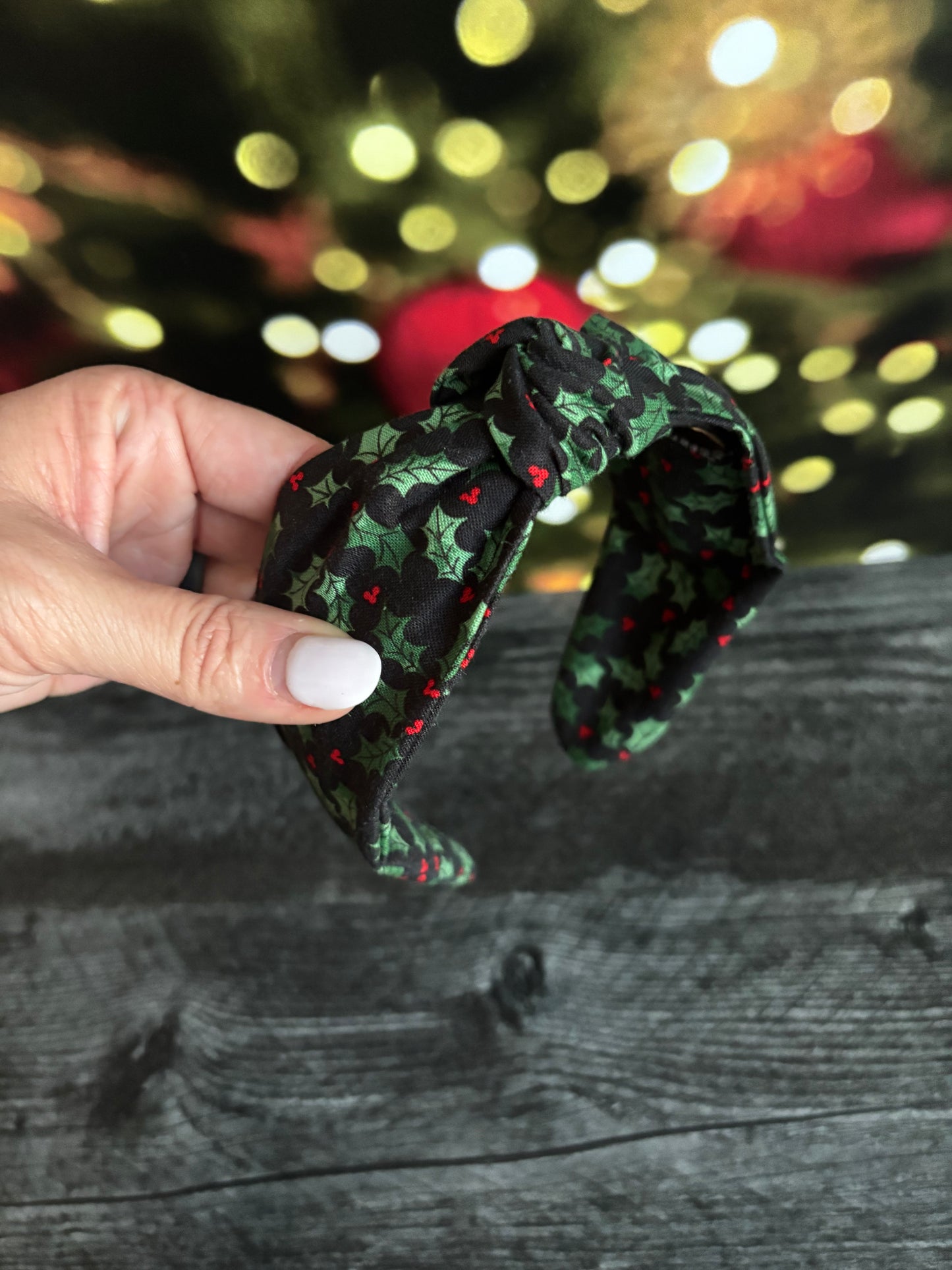 Holly on Black - Knotted Headband