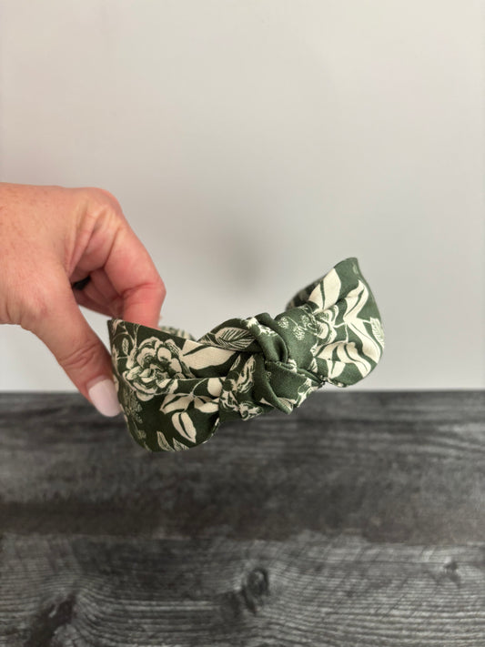 English Rose Hunter & Cream - Knotted Headband