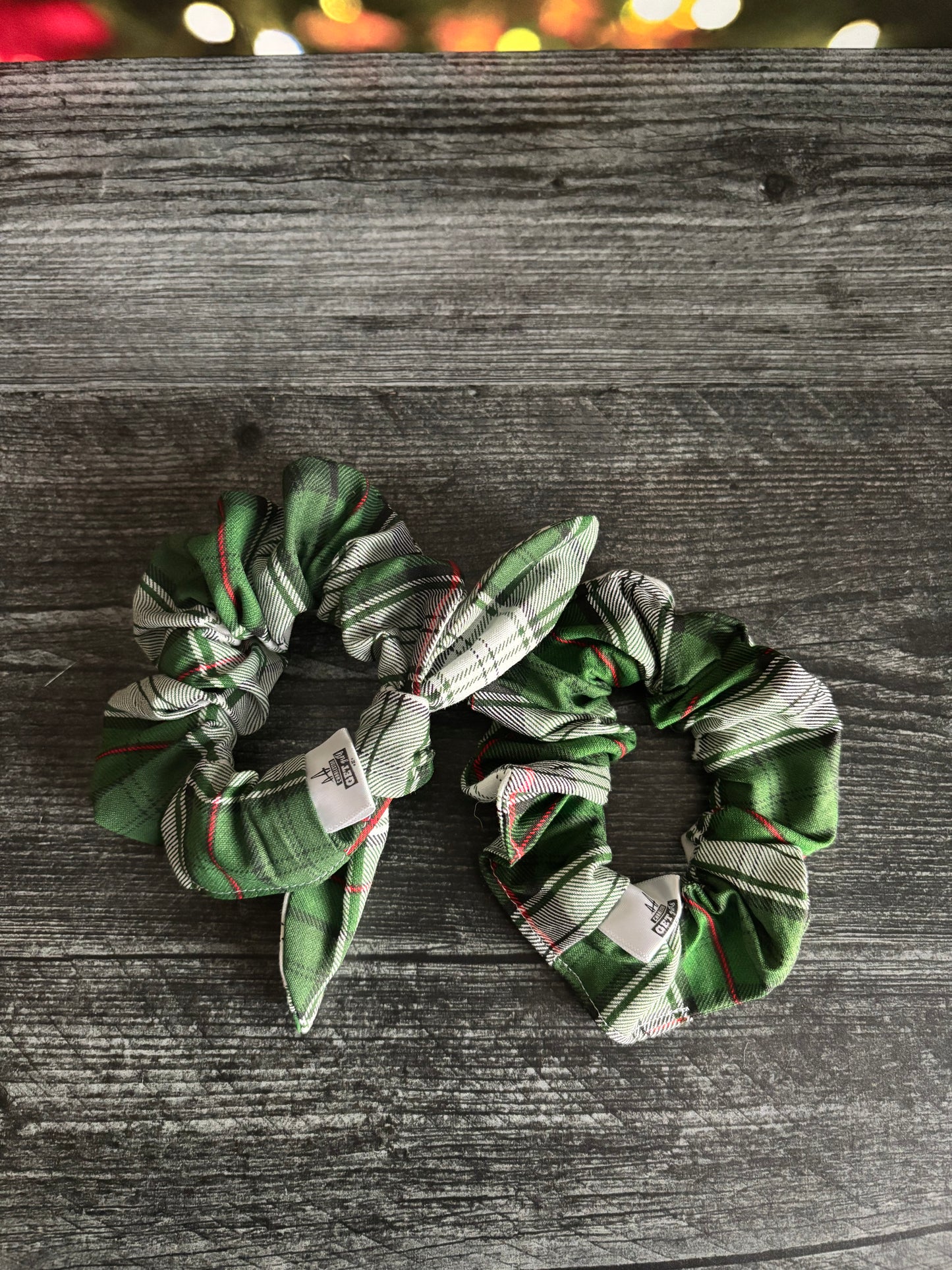 Green Plaid  - Cotton Scrunchie