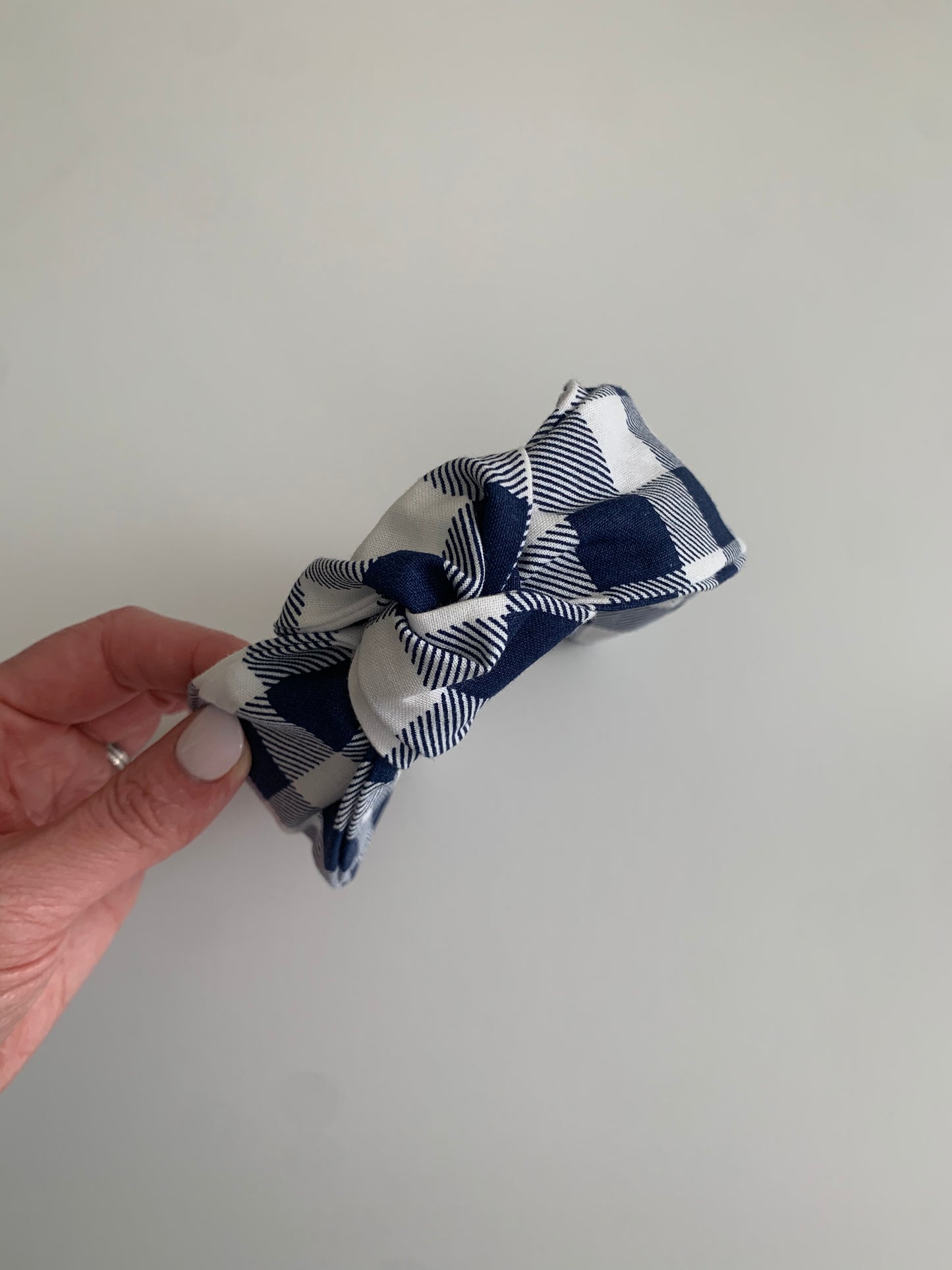Navy Buffalo Plaid - Knotted Headband
