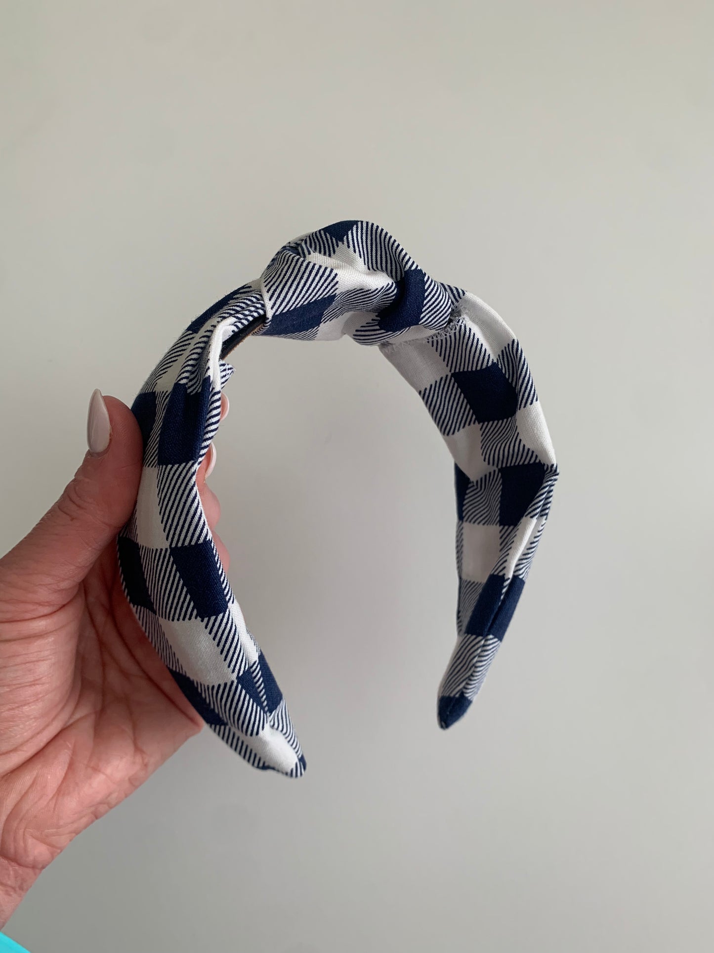Navy Buffalo Plaid - Knotted Headband