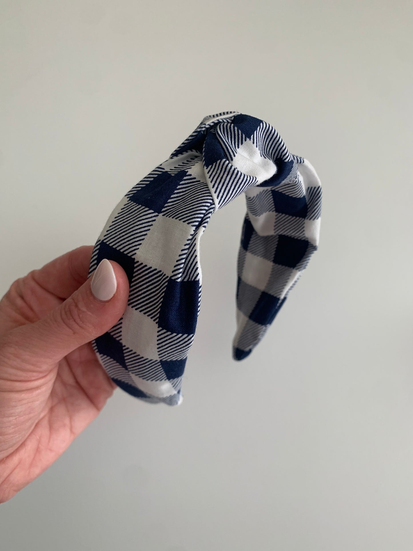Navy Buffalo Plaid - Knotted Headband
