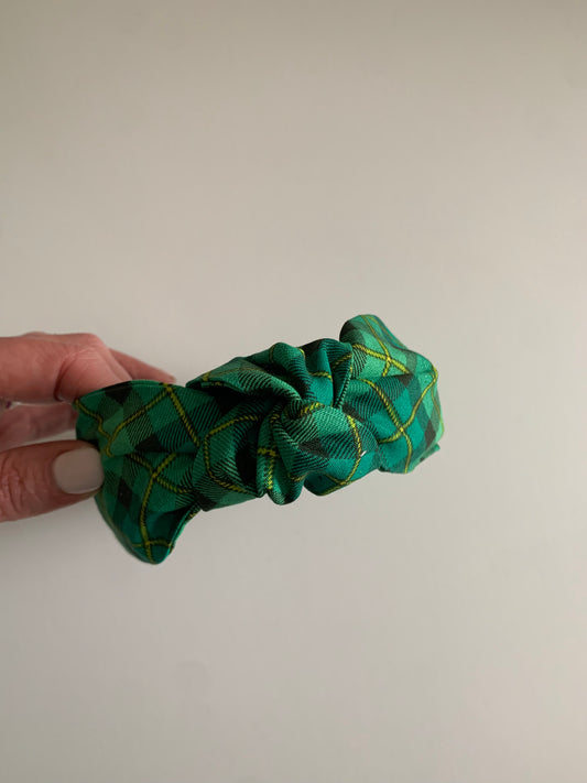 Green Plaid - Knotted Headband