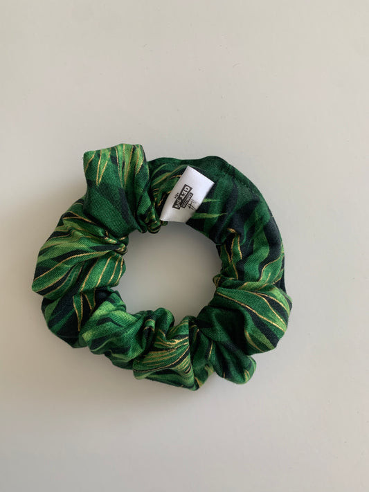 Green and Gold Ferns - Cotton Scrunchie