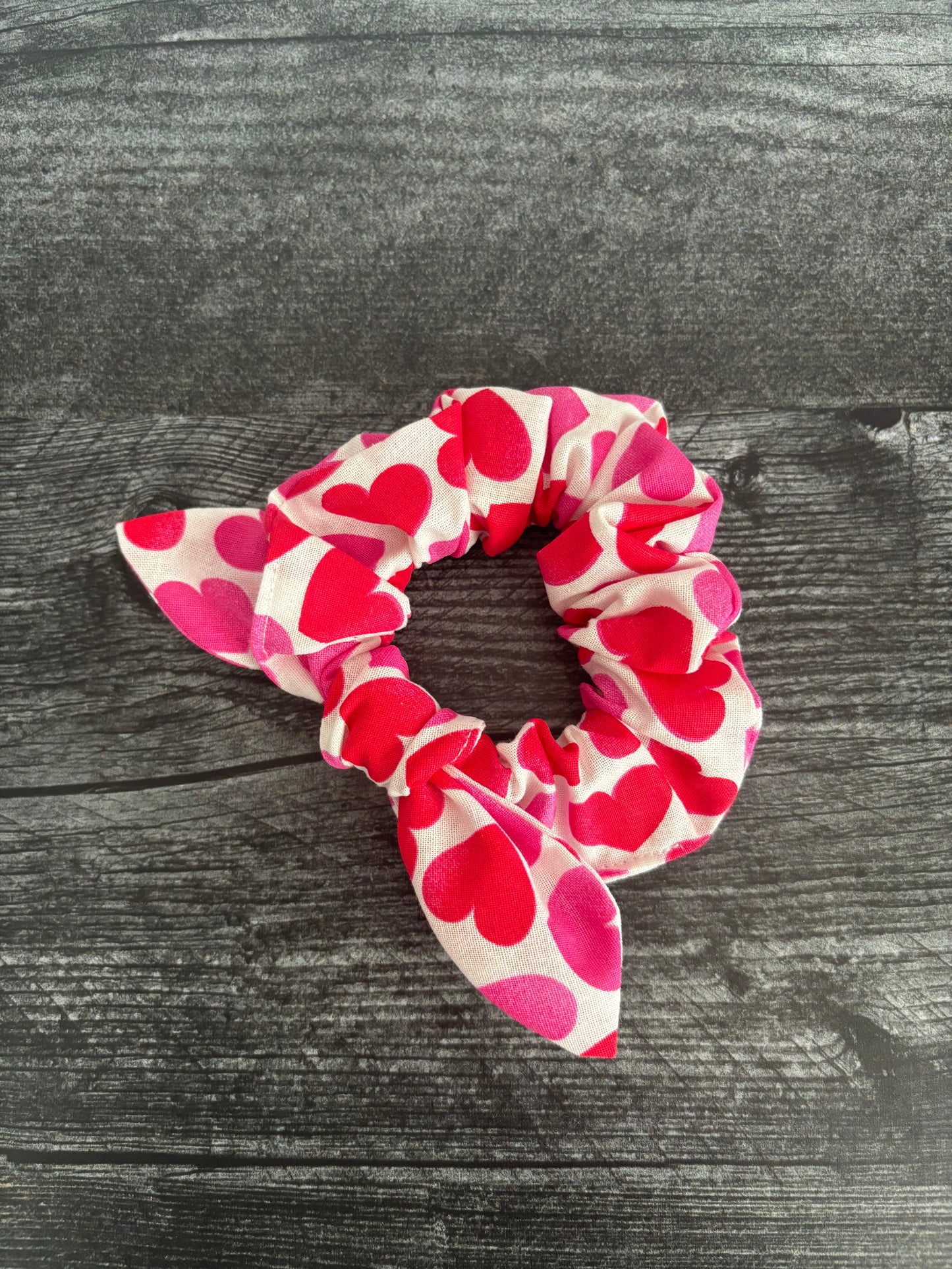 Hearts on White - Cotton Scrunchie