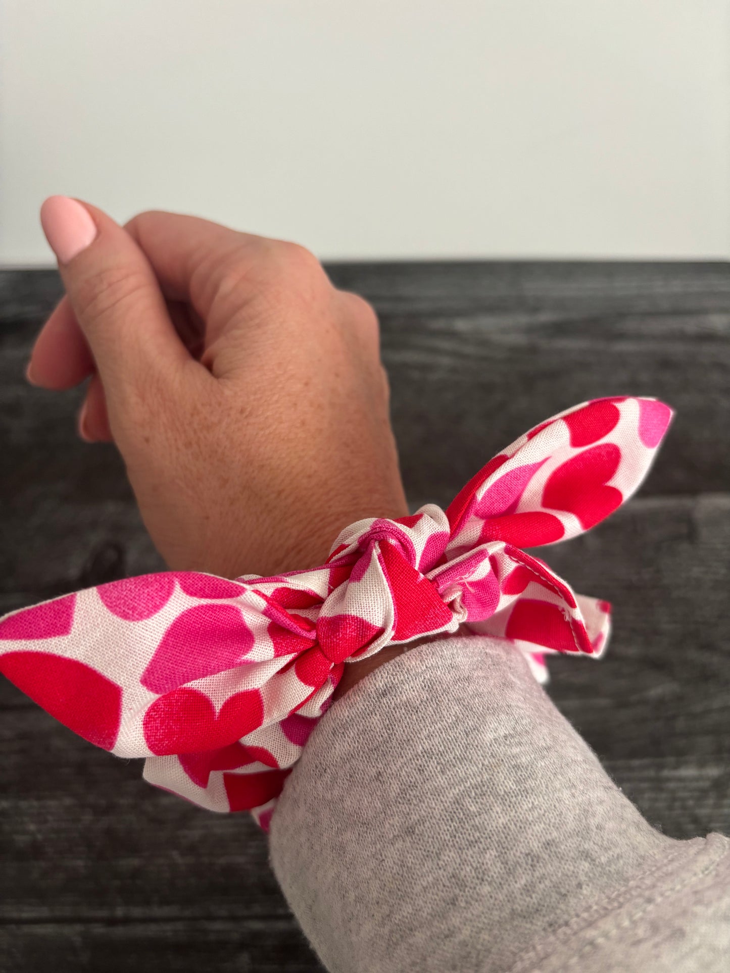 Hearts on White - Cotton Scrunchie