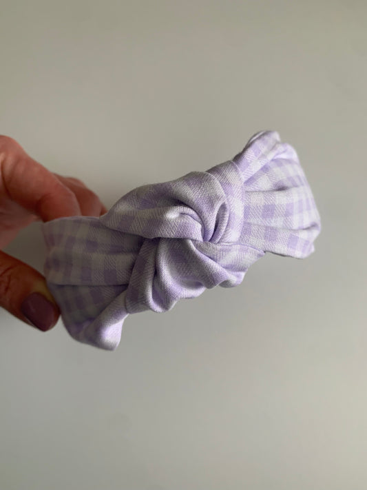 Lavender Gingham - Knotted Headband