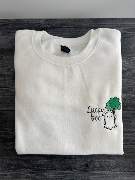 St. Patrick’s Day Ghost  - Custom Embroidery Sweatshirt