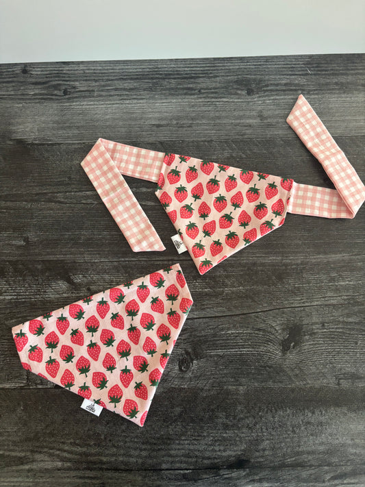 Strawberries on Pink - Pet Bandana