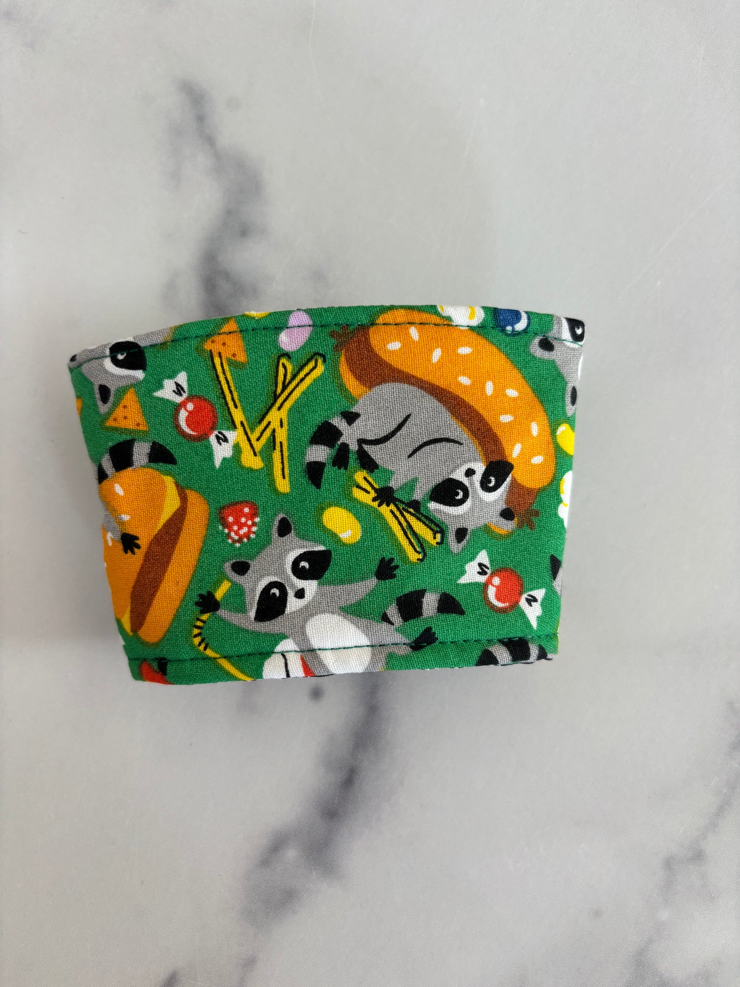 Raccoons on Green - Reusable Coffee Sleeve