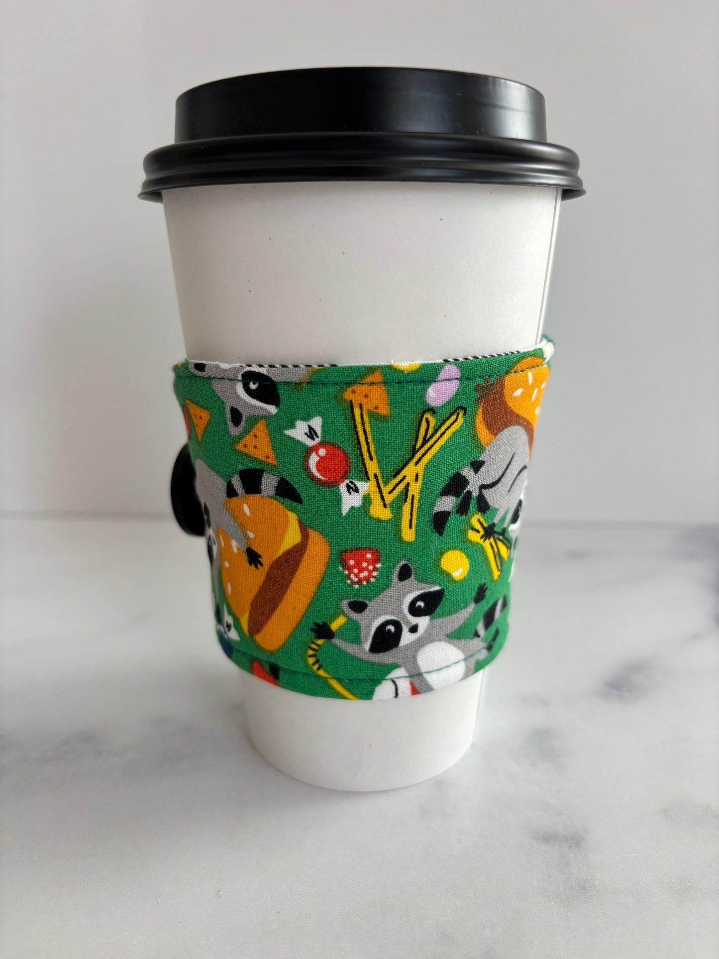 Raccoons on Green - Reusable Coffee Sleeve
