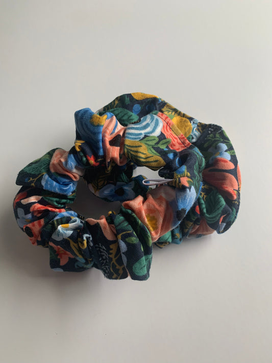 Garden Party Navy - Cotton Scrunchie