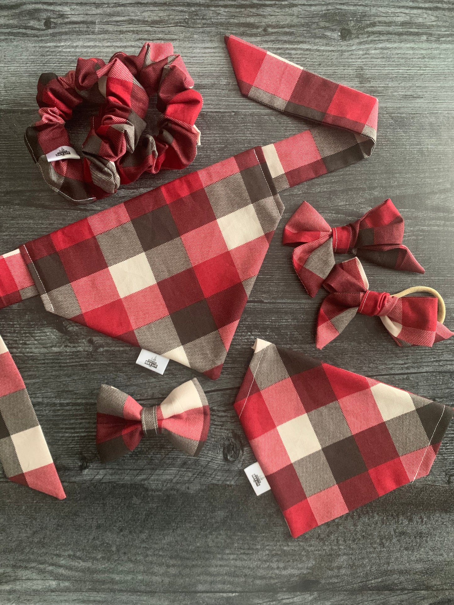 Red, Black, and White Check - Hair Bows