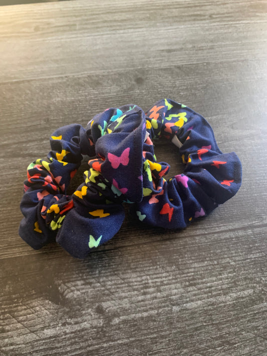 Butterflies on Navy - Cotton Scrunchie
