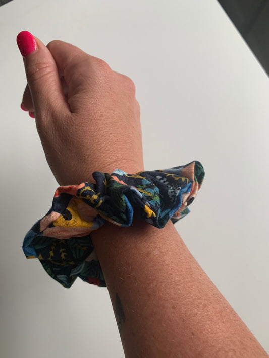 Garden Party Navy - Cotton Scrunchie