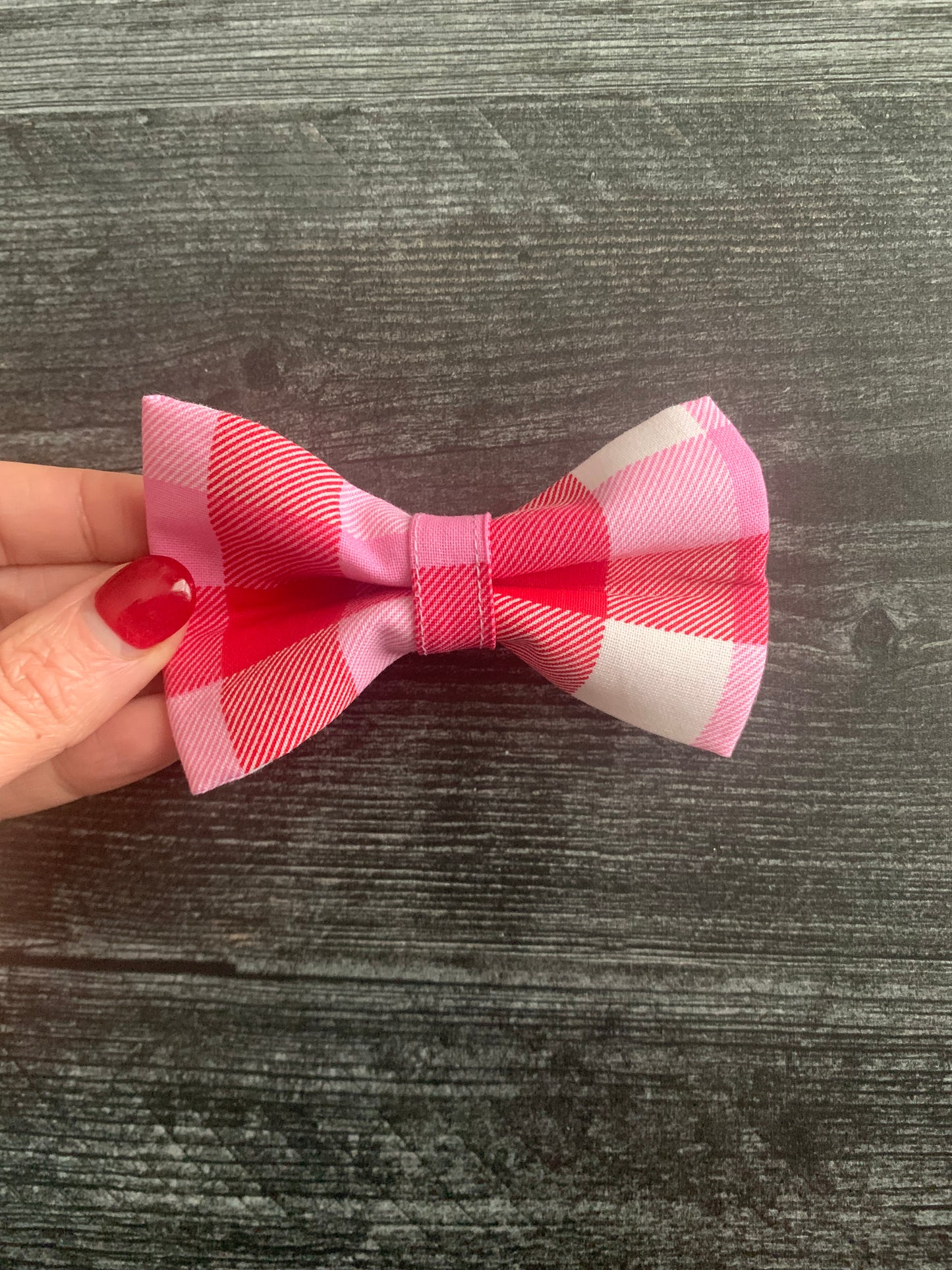 Pink and Red Check - Pet Bow Tie