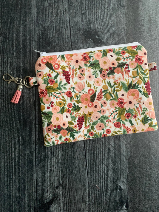 Petite Garden Party Rose - Zippered Pouch (Medium Sized)