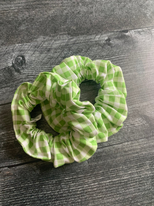 Light Green Gingham - Cotton Scrunchie