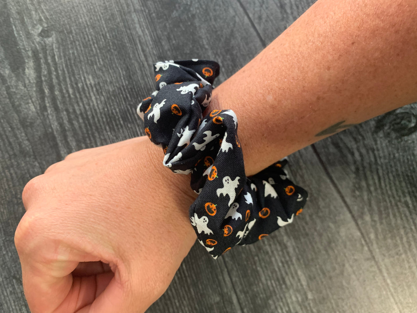 Pumpkins and Ghosts - Cotton Scrunchie