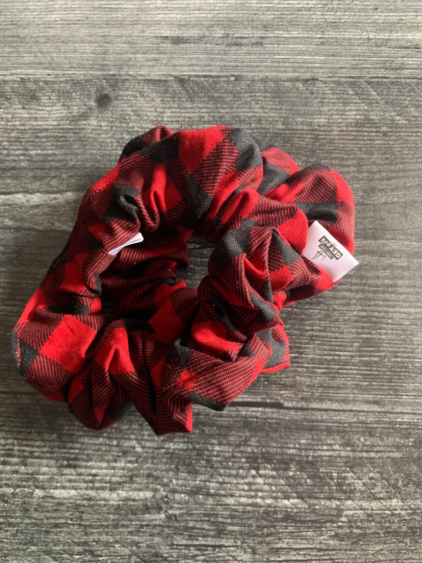 Red and Black Buffalo Check - Cotton Scrunchie