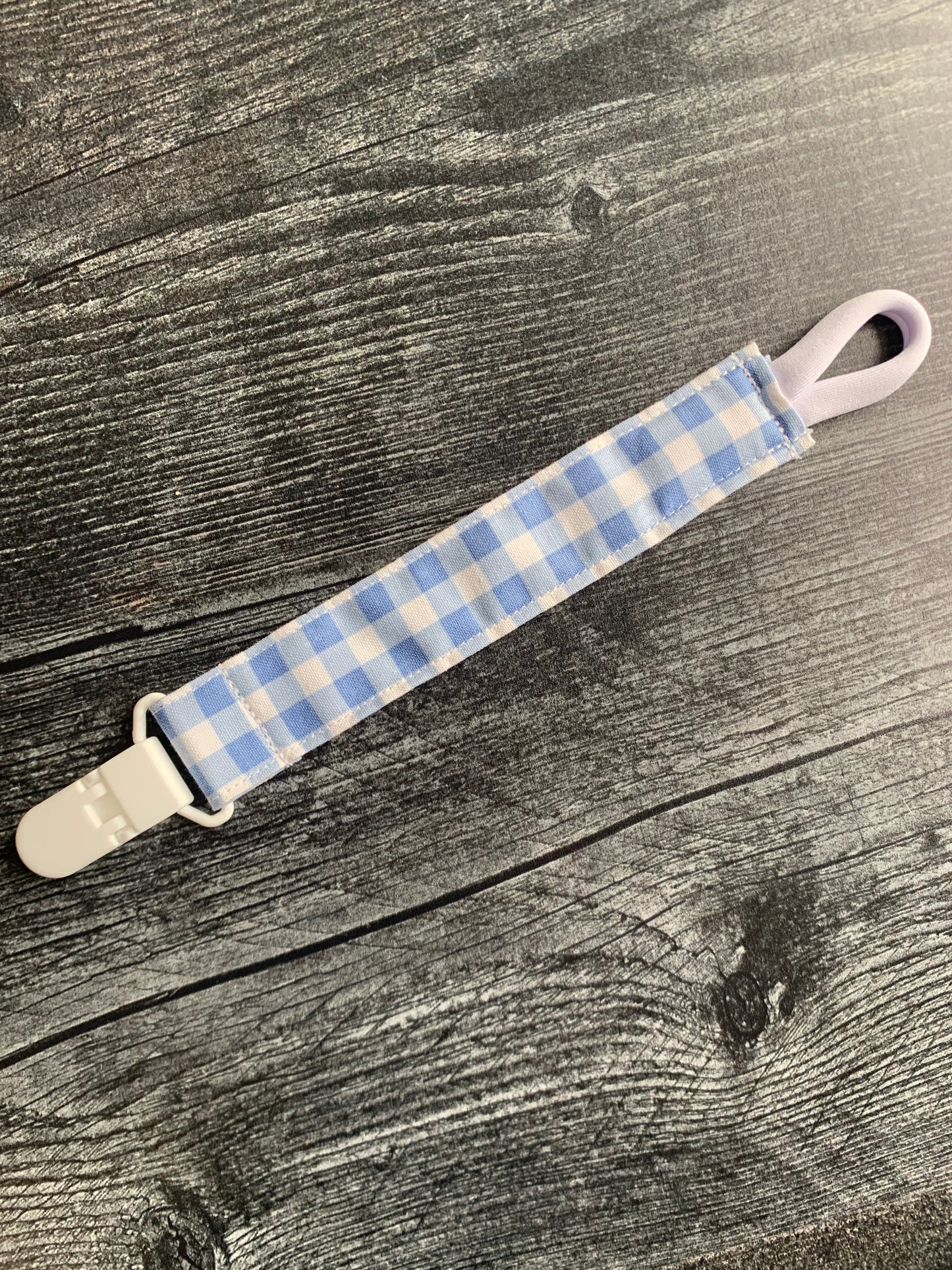 Baby Blue Gingham - Paci Clip