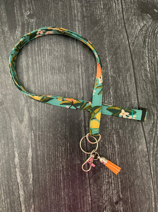 Citrus Floral Teal - Lanyard