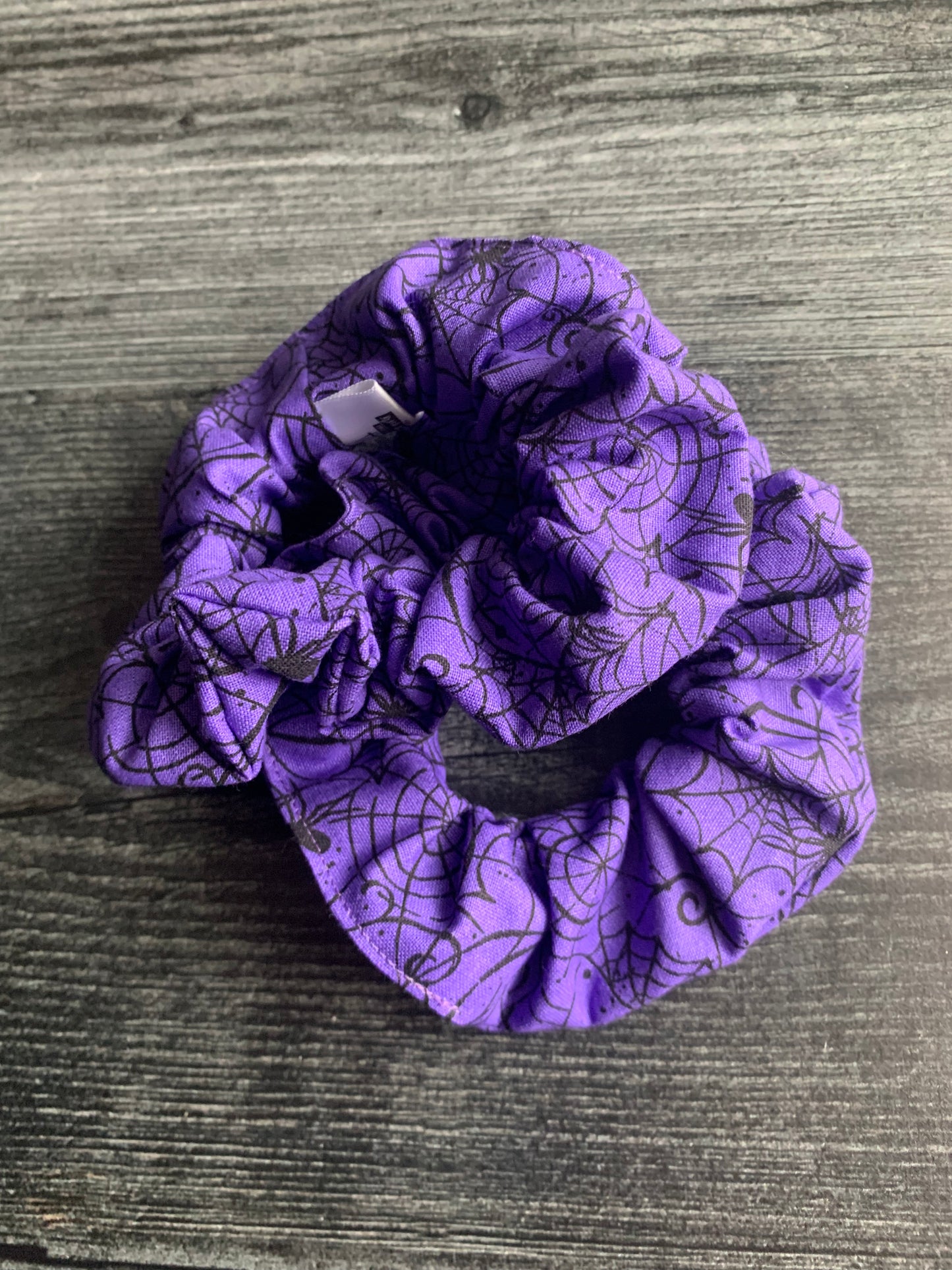 Spiderwebs on Purple - Cotton Scrunchie