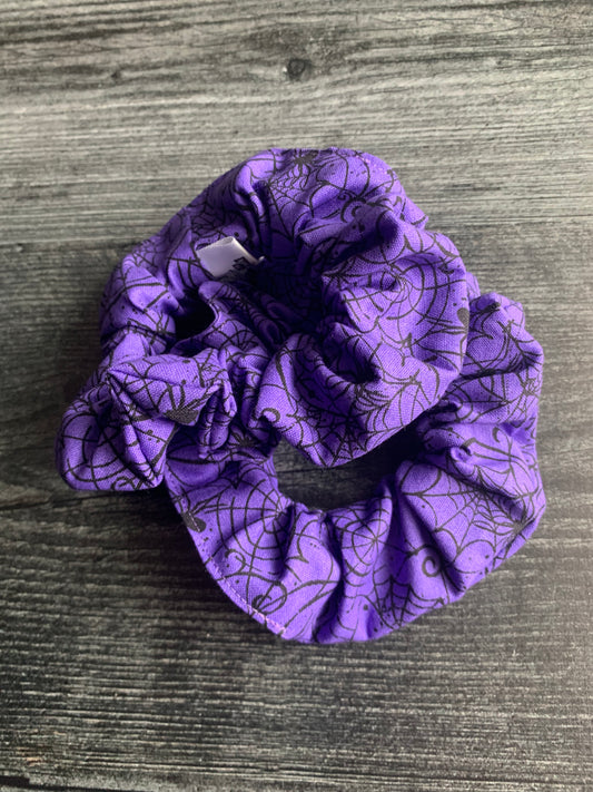Spiderwebs on Purple - Cotton Scrunchie
