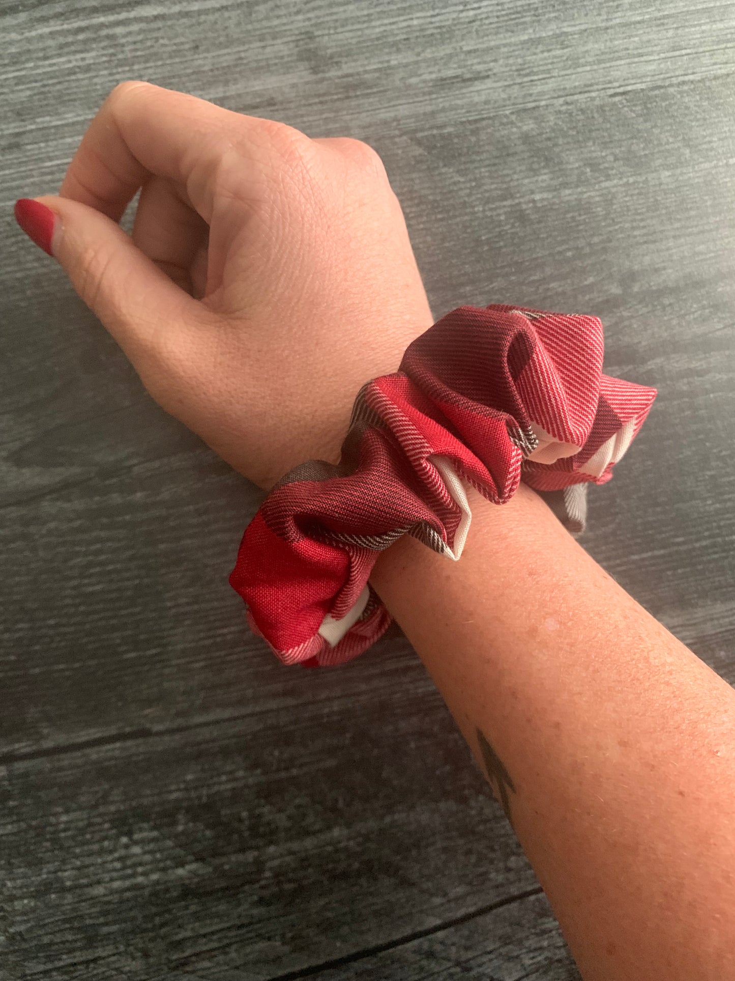 Red, Black, and White - Cotton Scrunchie