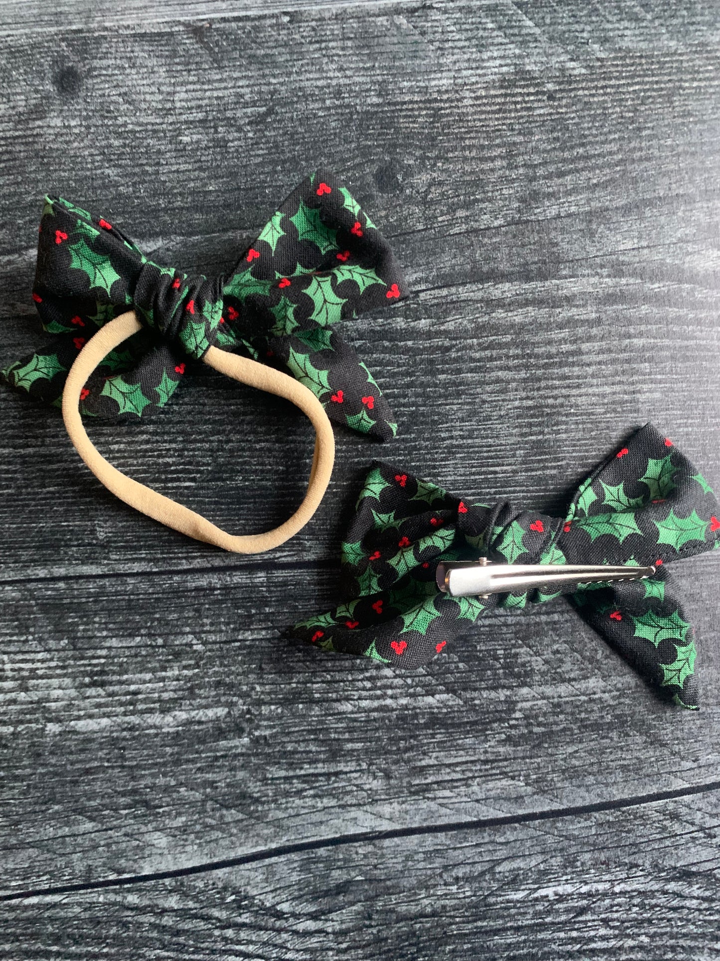 Holly on Black - Hair Bows
