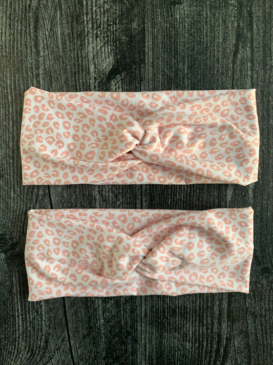 Pink Animal Print - Twisted Knit Headbands