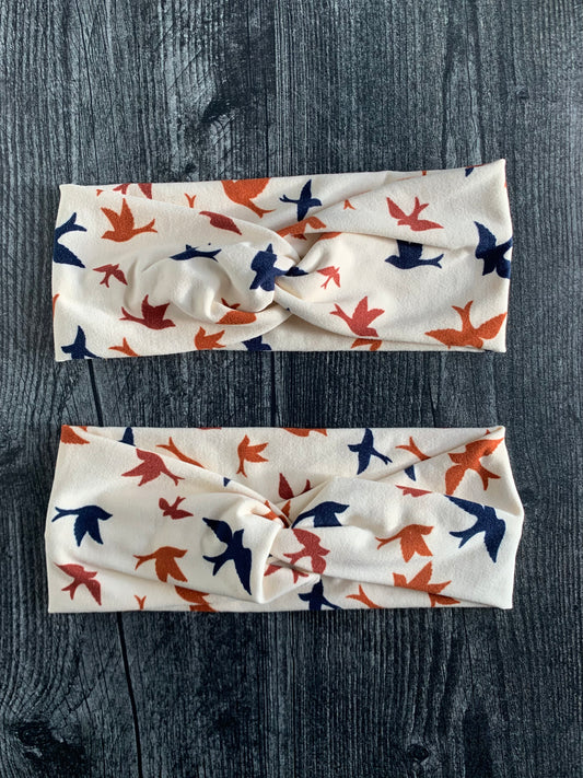 Doves on Tan - Twisted Knit Headbands
