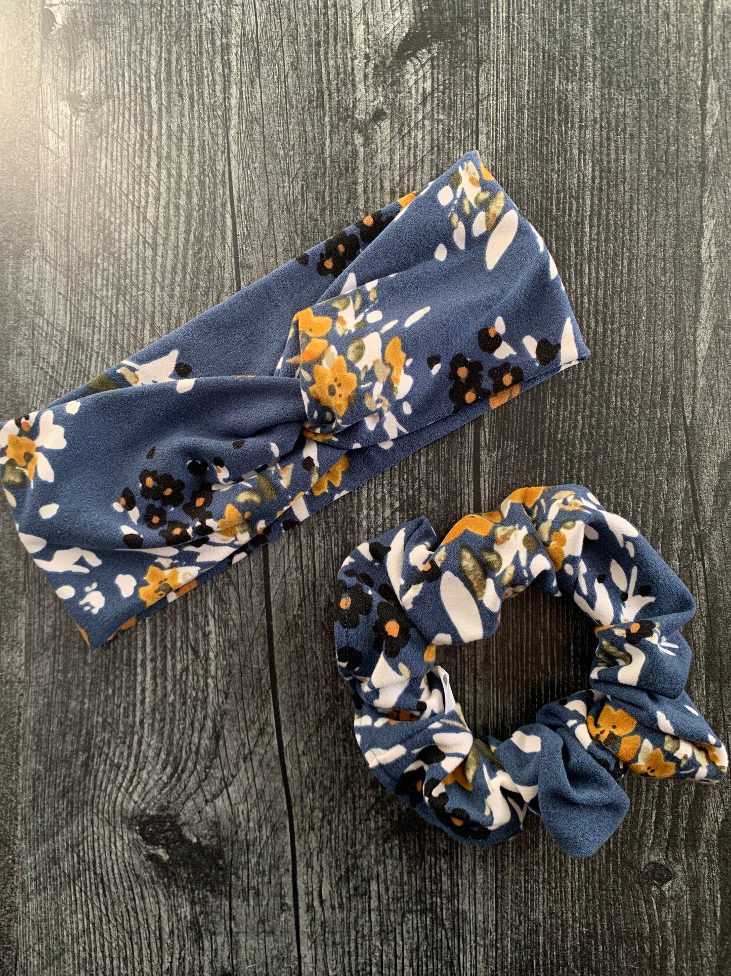 Floral on Blue - Twisted Knit Headbands