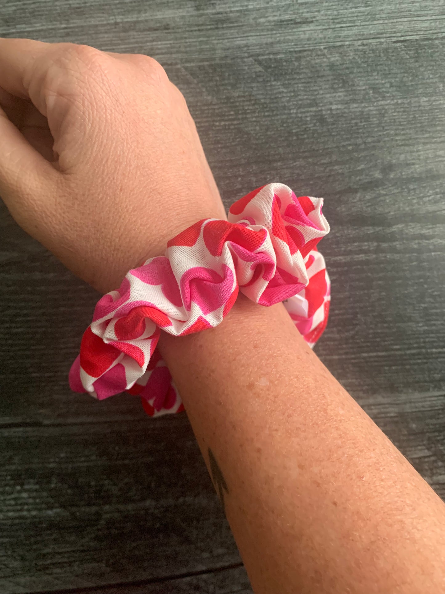 Hearts on White - Cotton Scrunchie