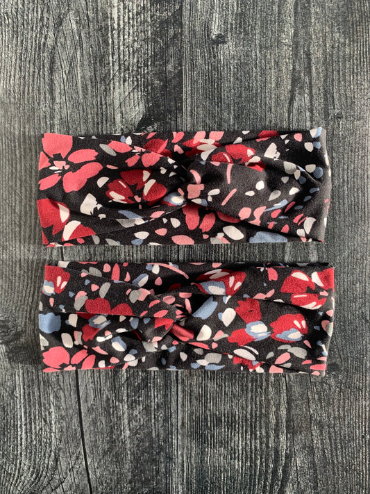 Spotted on Black - Twisted Knit Headbands