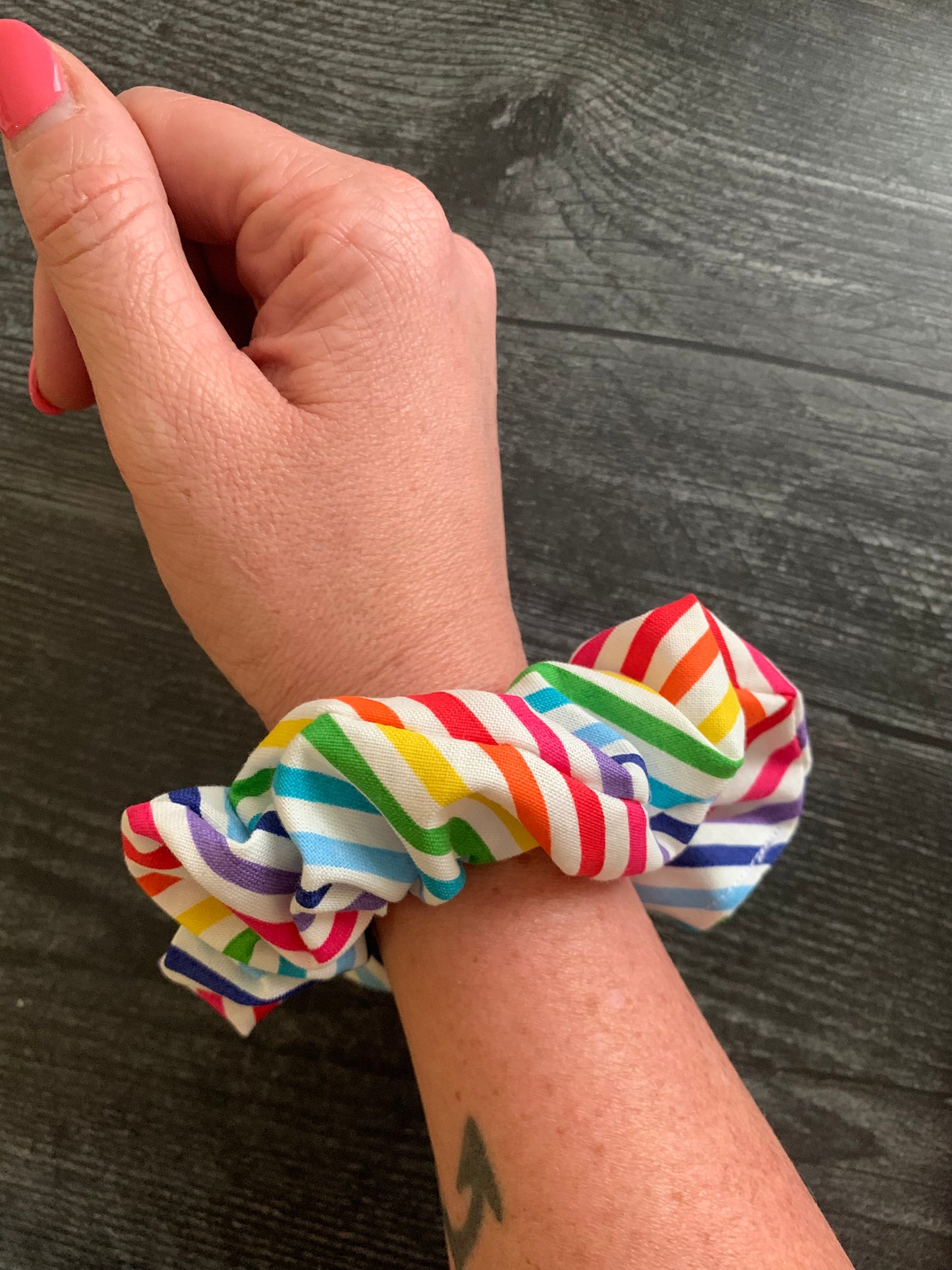 Rainbow Stripes - Cotton Scrunchie