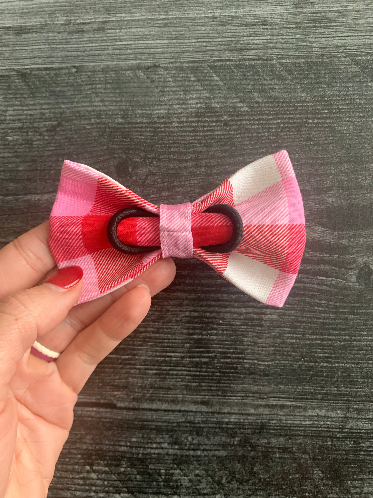 Pink and Red Check - Pet Bow Tie