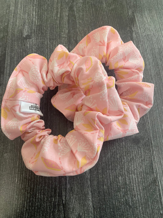 Ganesha Garden in Mystic Pink - Cotton Scrunchie