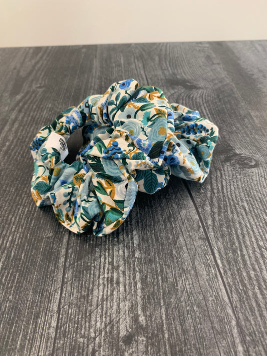 Petite Garden Party Blue - Cotton Scrunchie
