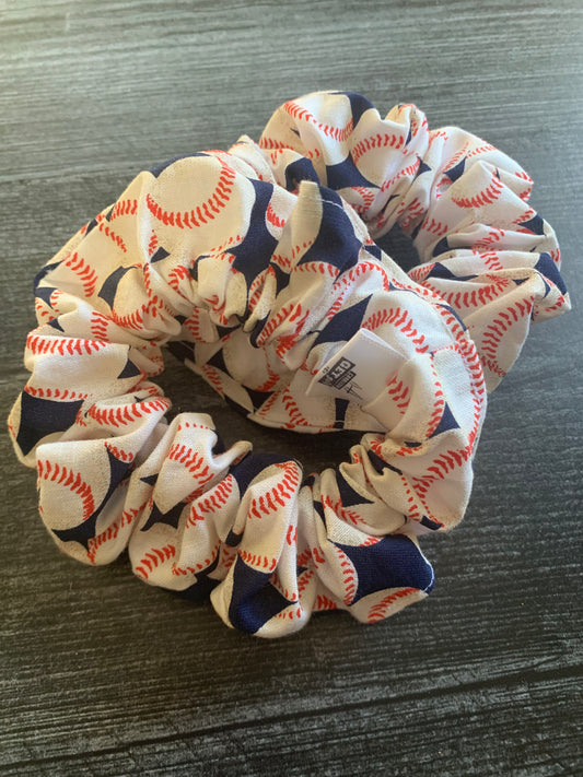 Baseballs on Navy - Cotton Scrunchie