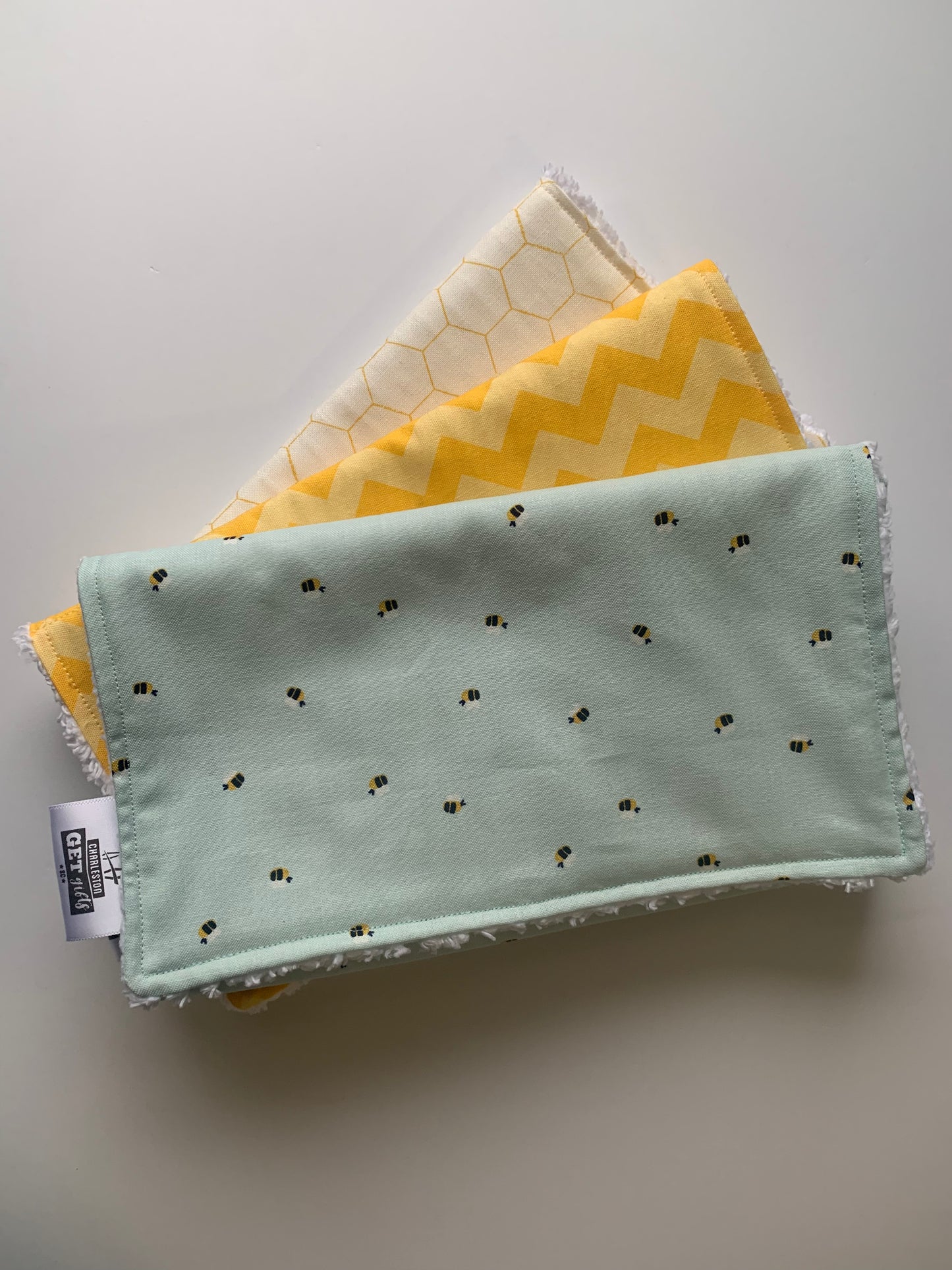 Bees on Baby Blue - Burp Cloths Set
