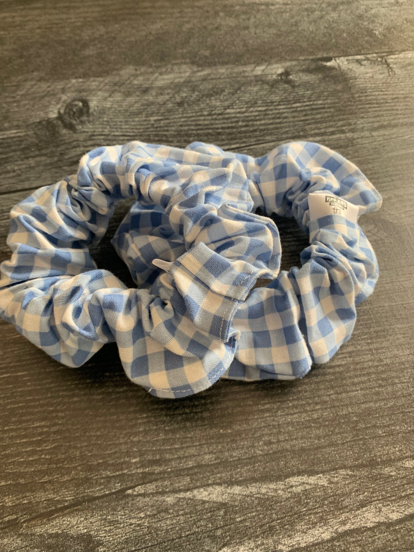 Baby Blue Gingham - Cotton Scrunchie