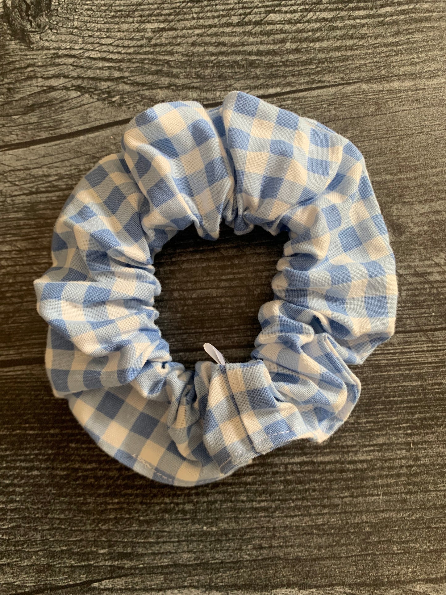 Baby Blue Gingham - Cotton Scrunchie